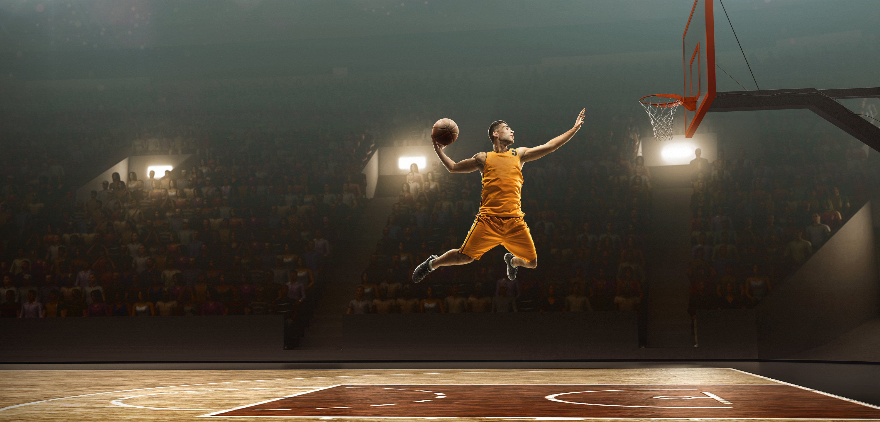 Basketball player scoring. Slam Dunk